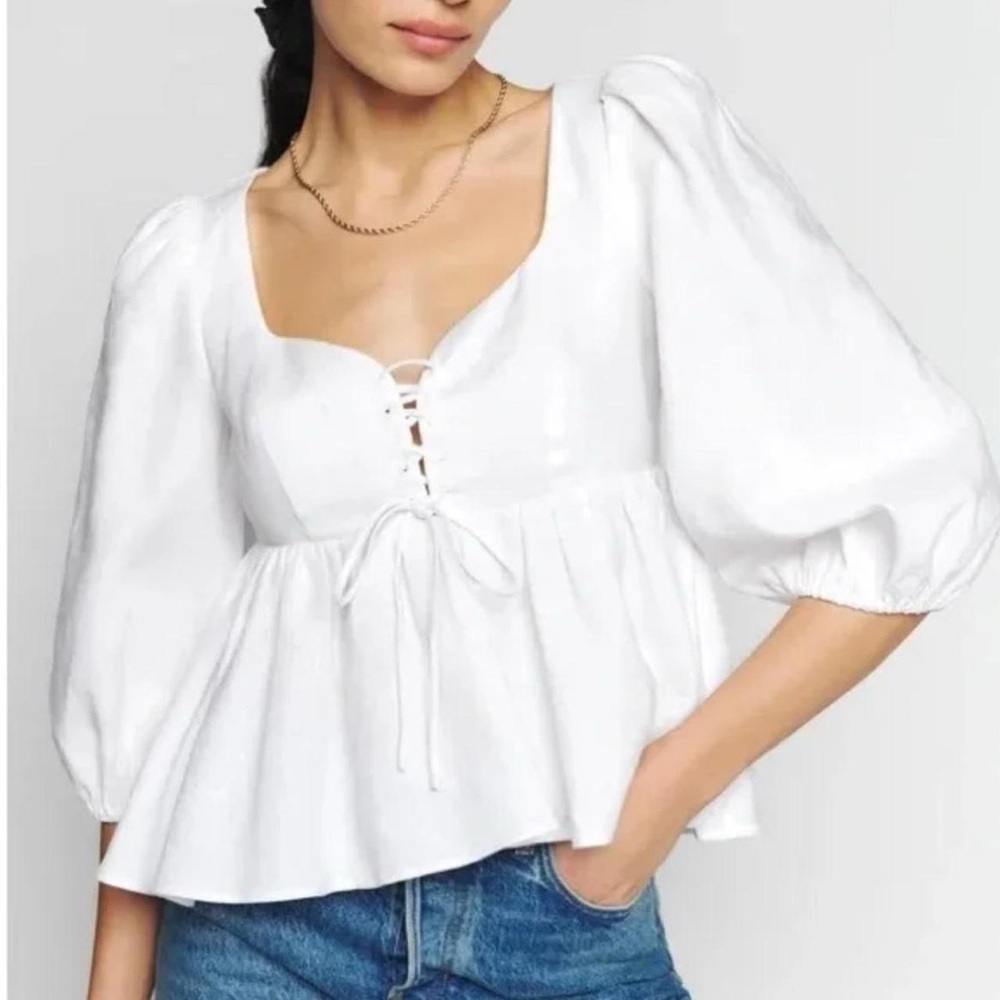 Reformation Abigail Linen Top